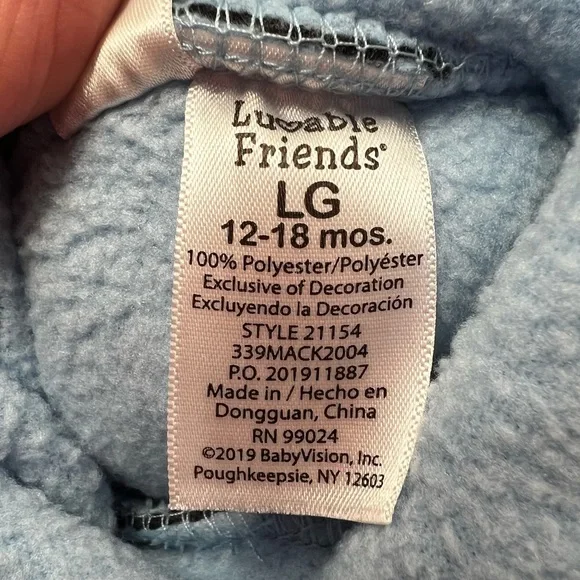 Luvable Friends hook & loop closure slipper socks with grippies -BLUE -12/18mo - Picture 5 of 9